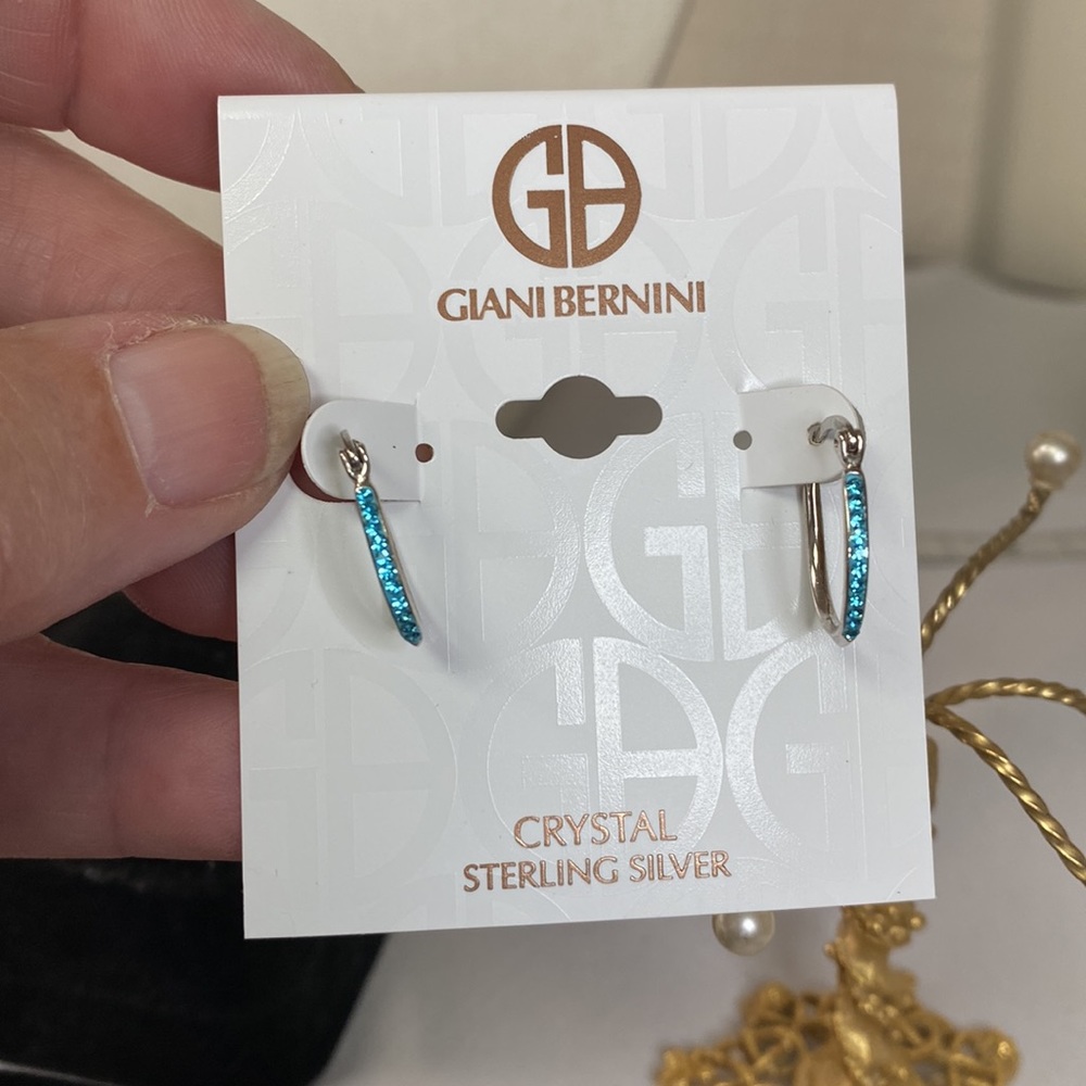 Sterling 925 blue crystal earrings NWT